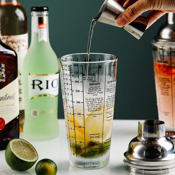 Cocktailshaker med drikkeopskrift 400 ml shaker glas rustfrit stål