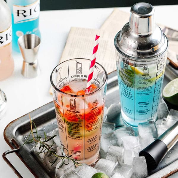 Cocktailshaker med drikkeopskrift 400 ml shaker glas rustfrit stål
