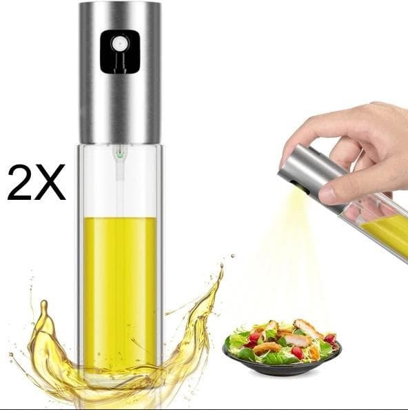 2 x Sprayflaske til olie & eddike - Rustfrit stål Sølv