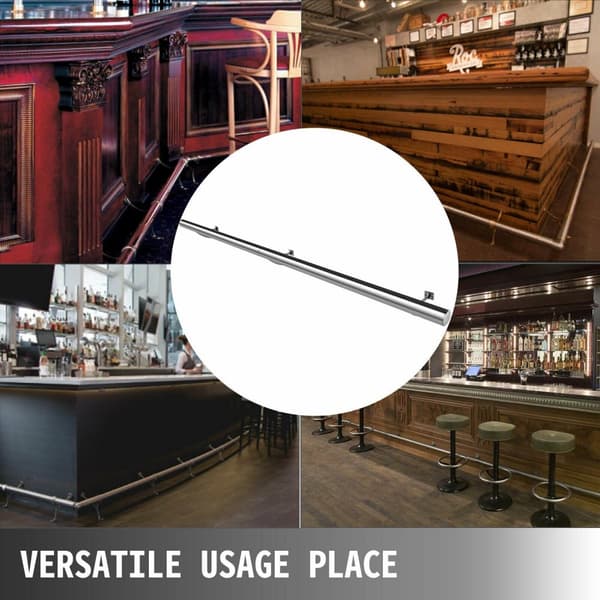 6 fot bardisk fotskena kit, rostfritt stål material, robust och hållbart, bekvämt att använda, lätt att installera och underhålla