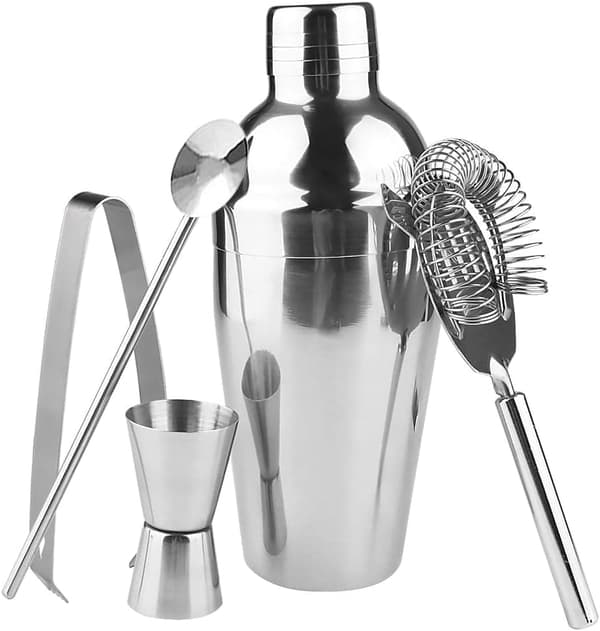 Cocktail shaker Set - Rostfritt stål Silver 5 dela