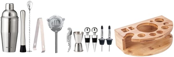 BAARIMEN SETTI JUOMAKOKTILILLE 12-KAPPALINEN SILVER SHAKER KLAUSBERG KB-7655