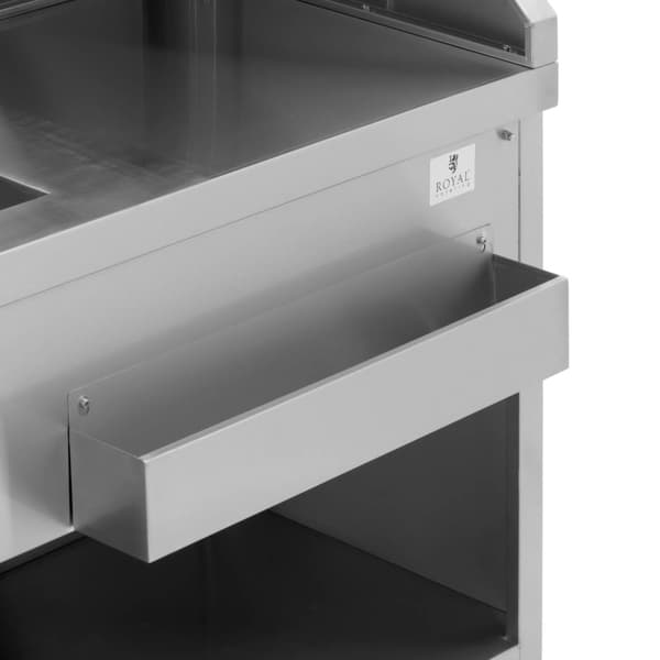 Royal Catering - Mobil cocktail-station - Med isbehållare och flaskhållare - 180 cm lång disk i träoptik
