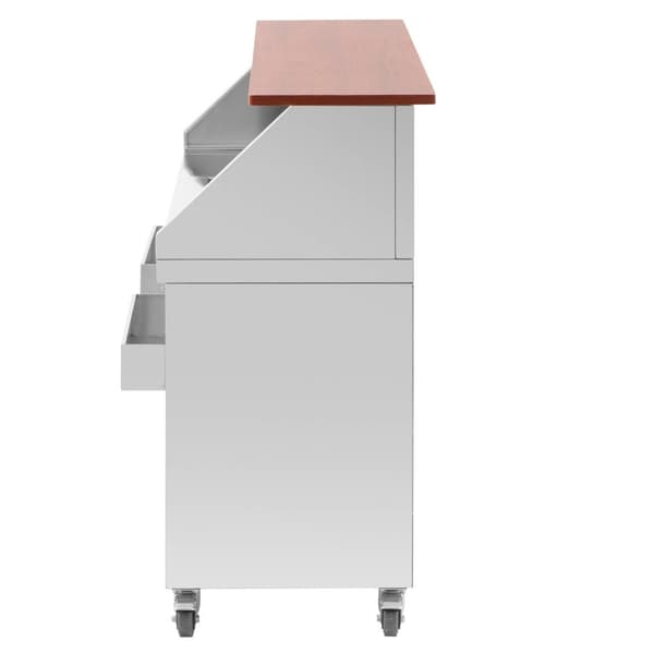 Royal Catering - Mobil cocktail-station - Med isbehållare och flaskhållare - 150 cm lång disk i träoptik