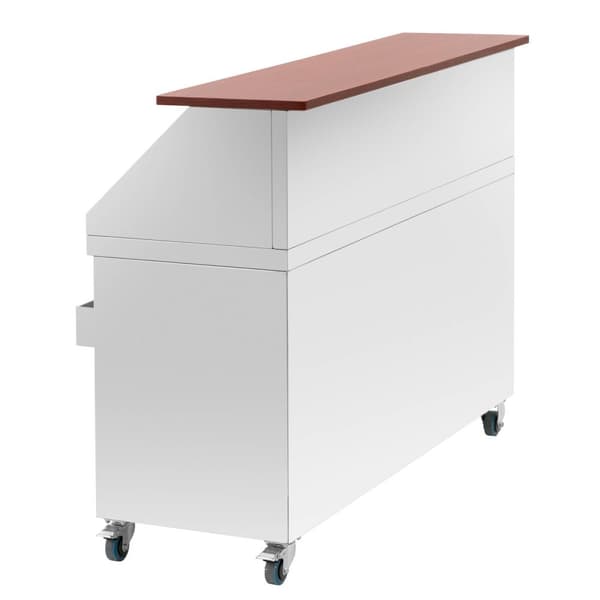 Royal Catering - Mobil cocktail-station - Med isbehållare och flaskhållare - 150 cm lång disk i träoptik