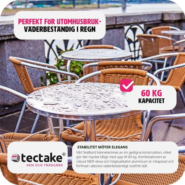 Cafébord i aluminium Ø60cm justerbart i höjdled - 5,8 cm