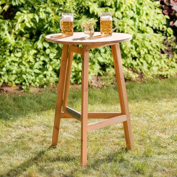 Højt cafebord i massivt træ foldbar 79x110cm - brun