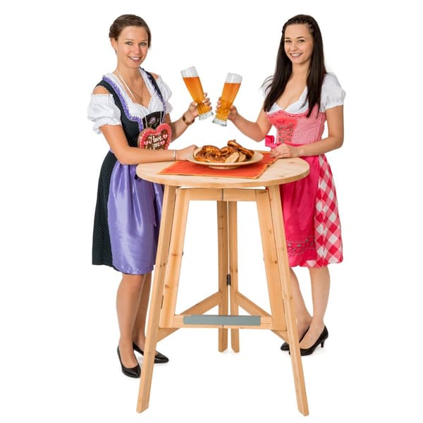 Højt cafebord i massivt træ foldbar 79x110cm - brun