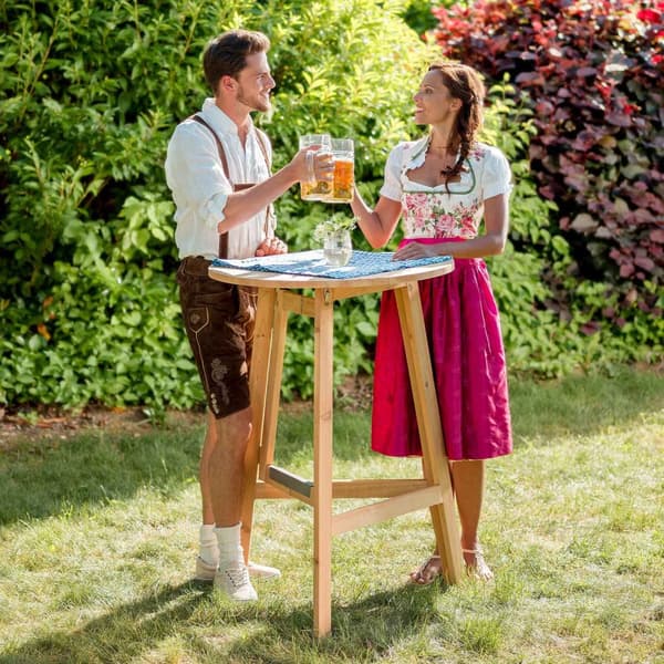 Højt cafebord i massivt træ foldbar 79x110cm - brun