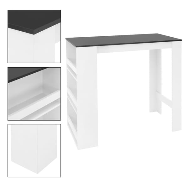 Baaripöytä 3-tasoisella hyllyllä 117x106x57 cm Valkoinen/Antrasiitti puusta ML-Design
