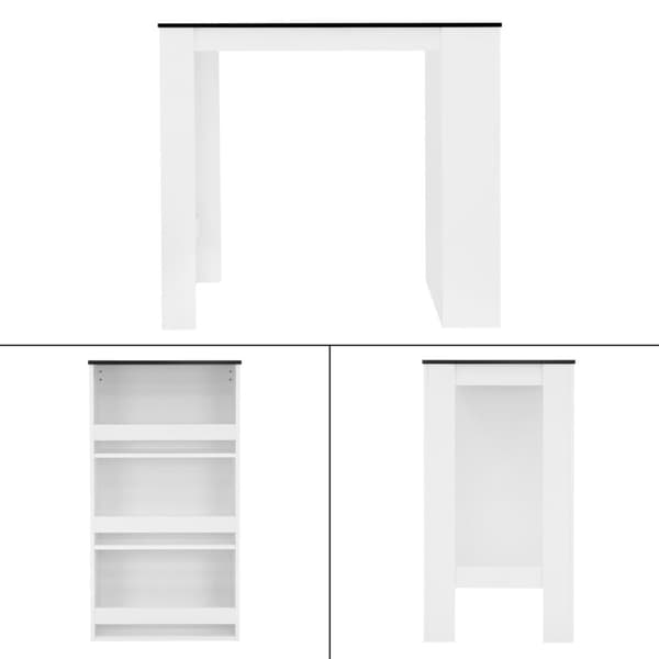Baaripöytä 3-tasoisella hyllyllä 117x106x57 cm Valkoinen/Antrasiitti puusta ML-Design
