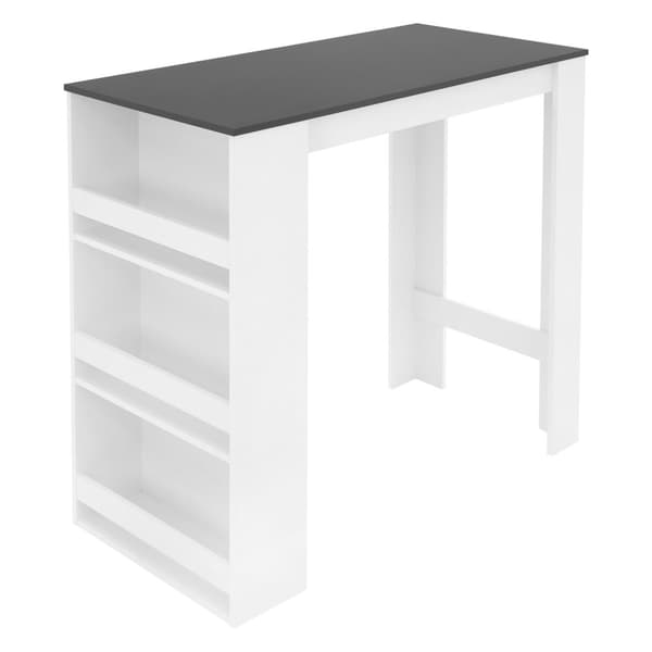 Barbord med hylde i 3 etager 117x106x57 cm Hvid/Antracit af træ ML-Design