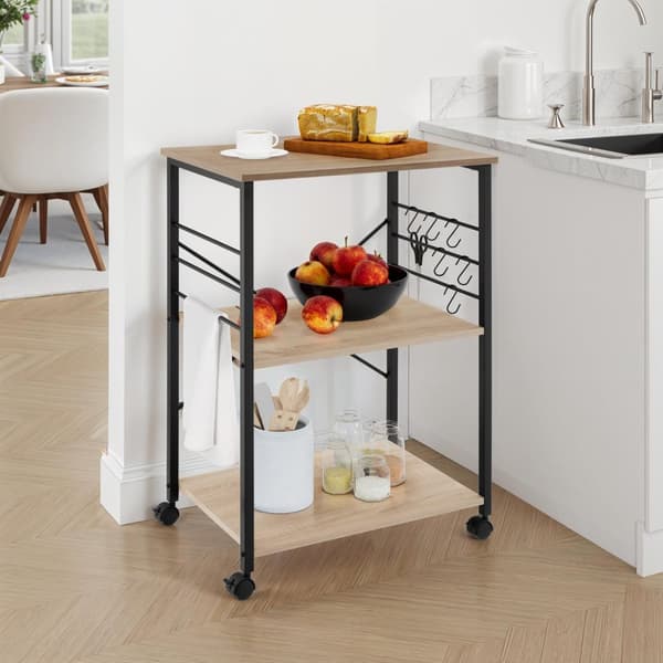 Serveringsvagn Rugby 65,5x45,5x88,5cm - Industriellt lätt trä, ek Sonoma