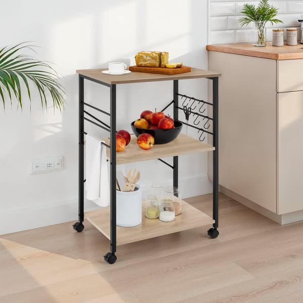 Serveringsvagn Rugby 65,5x45,5x88,5cm - Industriellt lätt trä, ek Sonoma