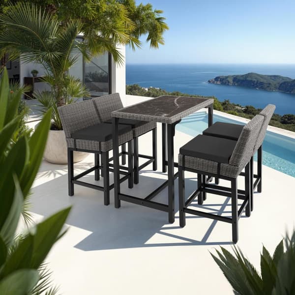 Polyrattan barbord Kutina 96x65x100cm - grå