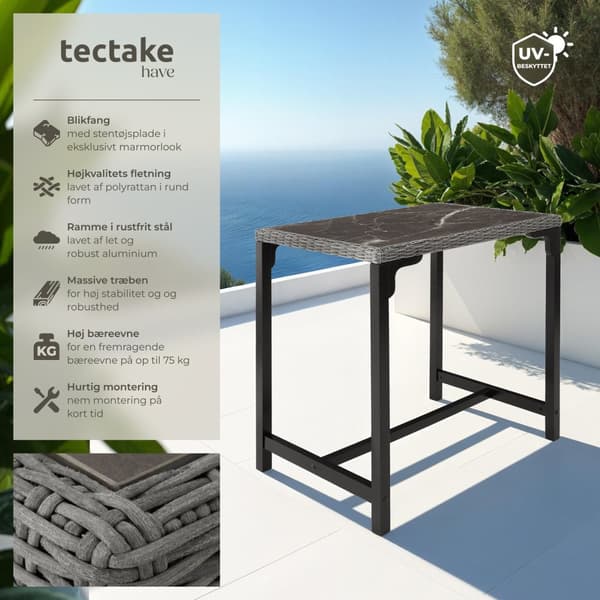 Polyrattan barbord Kutina 96x65x100cm - grå