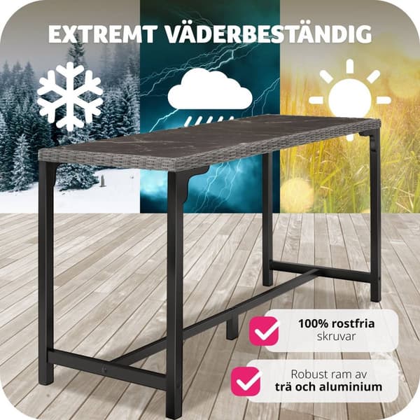 Rotting barbord Lovas 161x64,5x99,5cm - grå