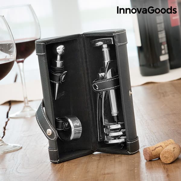 Vintillbehörsset med Screwpull korkskruv InnovaGoods (4 delar)