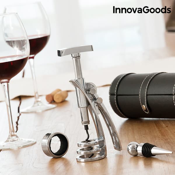 Vintillbehörsset med Screwpull korkskruv InnovaGoods (4 delar)