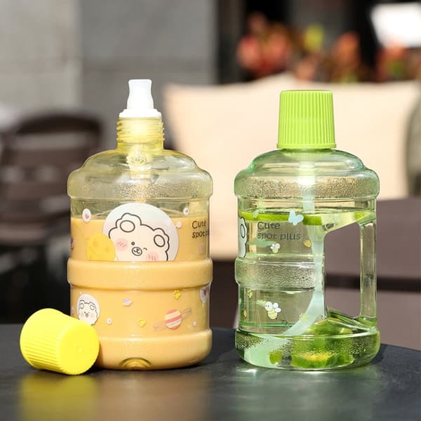 Large-Capacity Creative Water Bottle Student Children Straw Plastic Water Cup, Capacity: 1000ml(Grass Green)