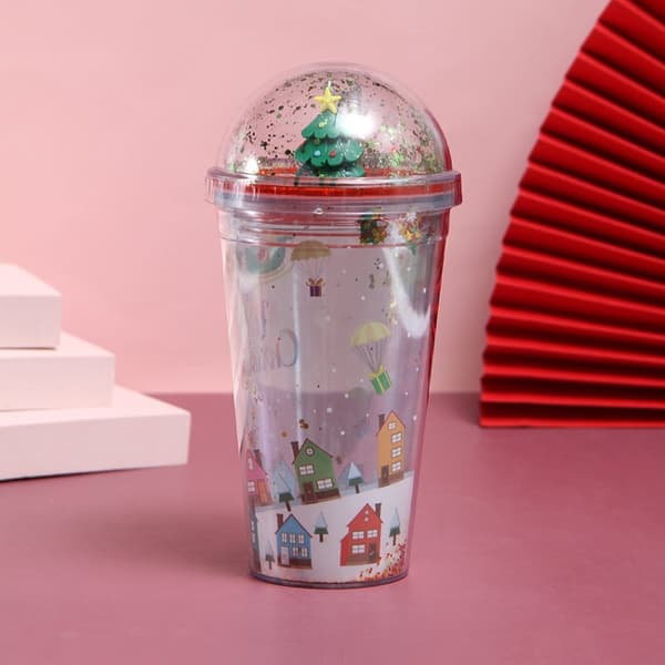 500 ml Micro Landscape Plastic Cup julegave dobbel kopp (stil 4)