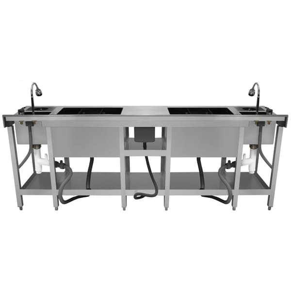 Cocktailbarstation Rustfrit Stål Isoleret Ismagasin Fritstående Arbejdsstation Flaskeholder Opvaskvask med Blander Glasvask Blenderhylde Boston Shaker