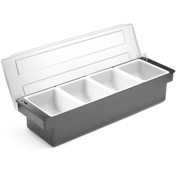 Bartender container organizer til tilbehør til drinks og cocktails - 4 indsatser