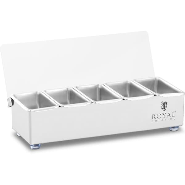 Bartenderorganisatorbehållare för dryckstillbehör med lock, 5 x 0,4 l