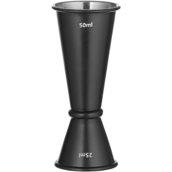 Kaksipuolinen baarimikon mittakuppi renkaalla 25 ml 50 ml - musta