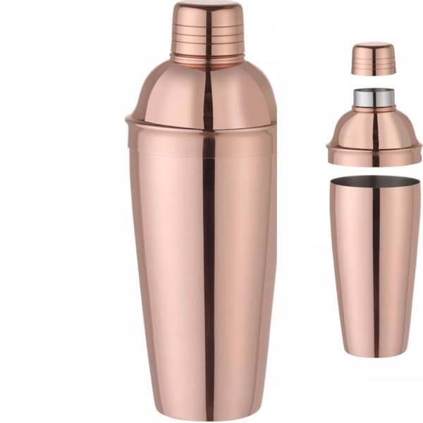 3-osainen baarimikko shaker juomille ja cocktaileille Cobbler 0,8 l - kupari