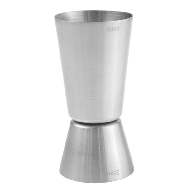Baarimikon alkoholin mittakuppi, kaksipuolinen, teräs, 25 / 50 ml - Hendi 596722