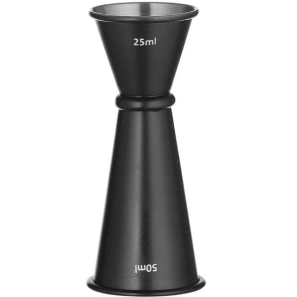 Dubbelsidig bartendermätkopp med ring 25 ml 50 ml - svart