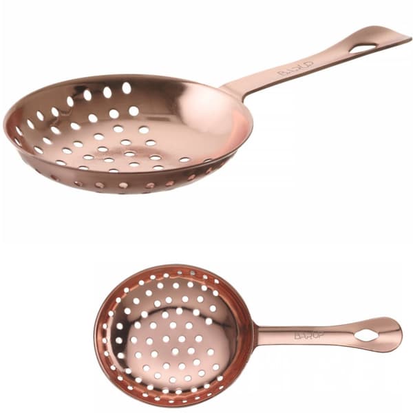 Baarimikon siivilä juomien ja cocktailien siivilöintiin Julep 160 x 76 mm - kupari