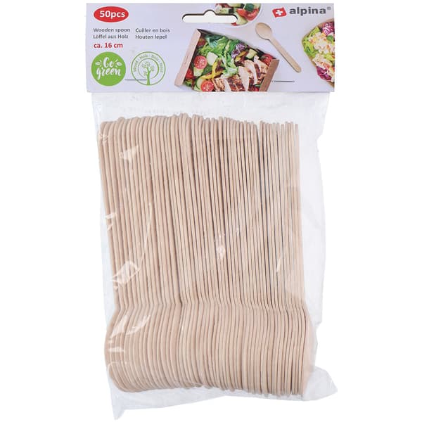 Träsked 50-pack 16 cm för engångsbruk