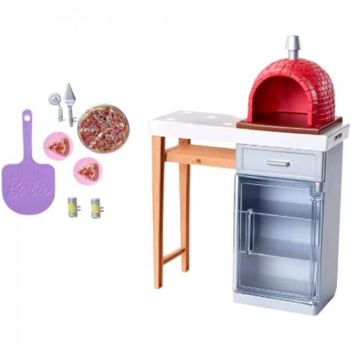 Barbie Leksaksset Med Utomhus Pizzaugn