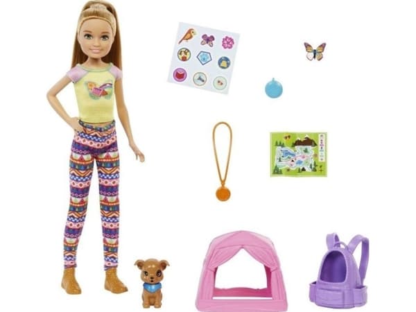 Barbie Mattel Campingdocka - Stacie och husdjur (HDF69/HDF70)