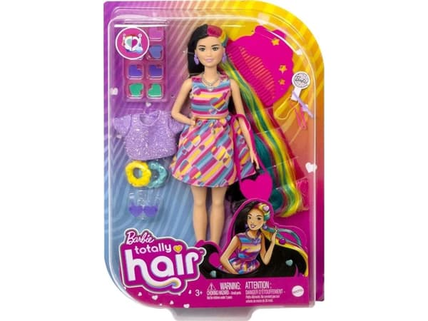 Mattel Barbie Totally Hair dukke (svart hår) i kjole med hjertetrykk