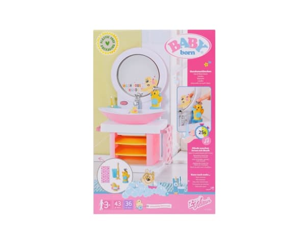 BABY born Bath Hand Wash Basin, Servant til dukke, 3 år, Batterier kreves