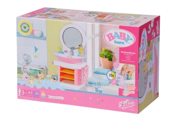 BABY born Bath Hand Wash Basin, Servant til dukke, 3 år, Batterier kreves
