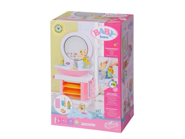 BABY born Bath Hand Wash Basin, Servant til dukke, 3 år, Batterier kreves