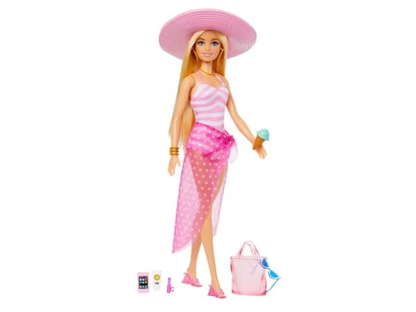 Barbie Blonde Doll with Swimsuit and Beach-Themed Accessories