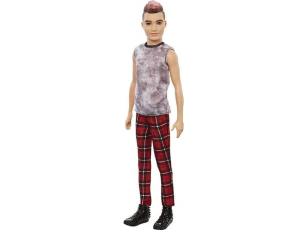 Barbie Mattel Fashionistas docka - Snygg Ken, rödrutiga byxor (DWK44/GVY29)