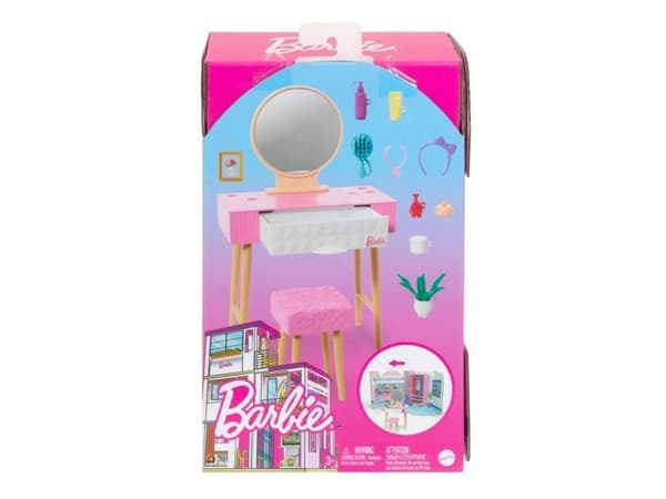 Mattel Barbie Möbler + dekorationer, Gör dig i ordning vid sminkbordet (HJV32)