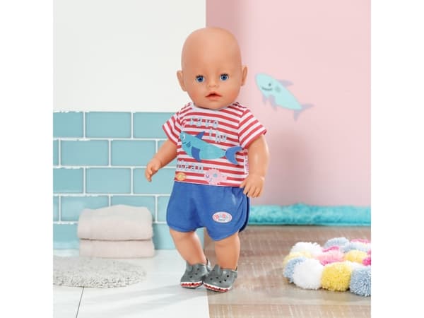 DUKKEKLÆR - BABY BORN PYJAMAS M/SKO BLÅ 43CM