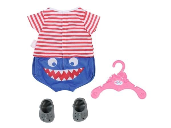 DUKKEKLÆR - BABY BORN PYJAMAS M/SKO BLÅ 43CM