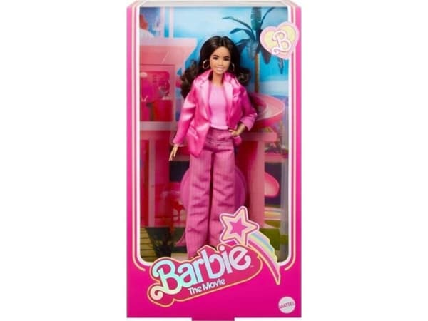 Mattel Barbie Signature The Movie - America Ferrera as Gloria doll for the film in a three-piece pants suit in pink, toy figure