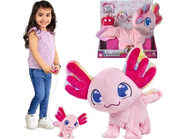 Plysjleketøy Axolotl fjernstyrt Simba Chi Chi Love, rosa