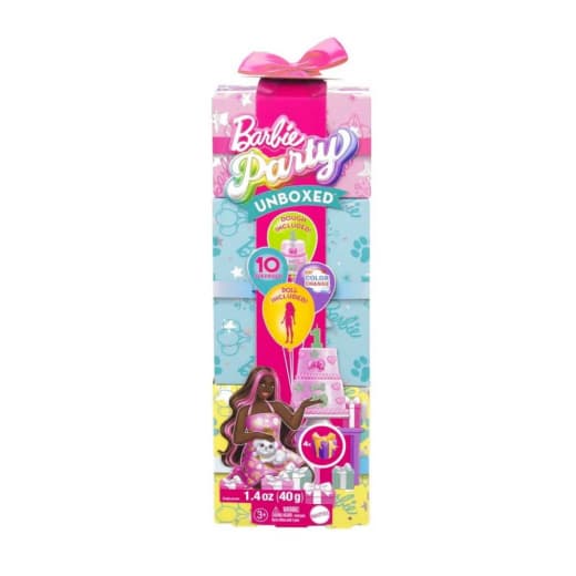 Barbie - Party Unboxed Mørk brunette dukke