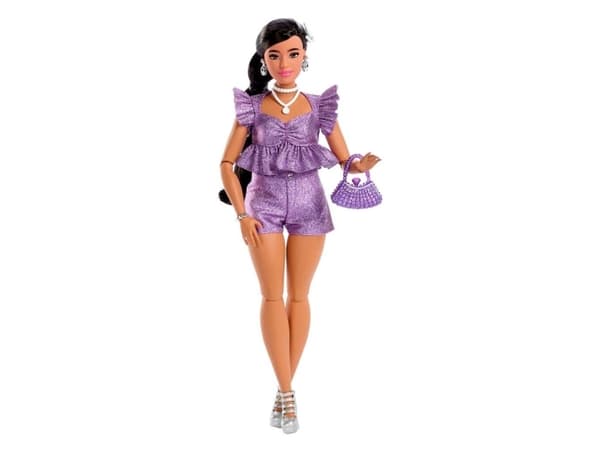 Barbie Barbie Deluxe Style in purple metallic outfit, doll