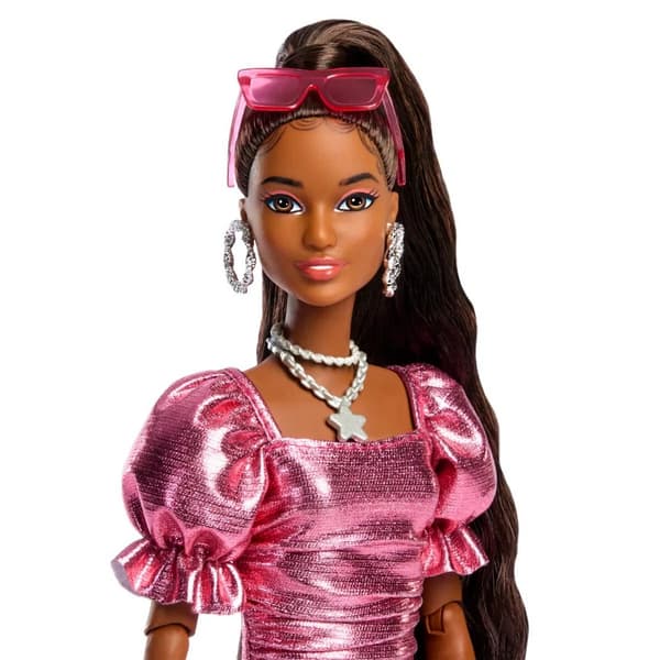 Barbie Deluxe Style Nukke Musta ja pinkki bubble mekko nro 6